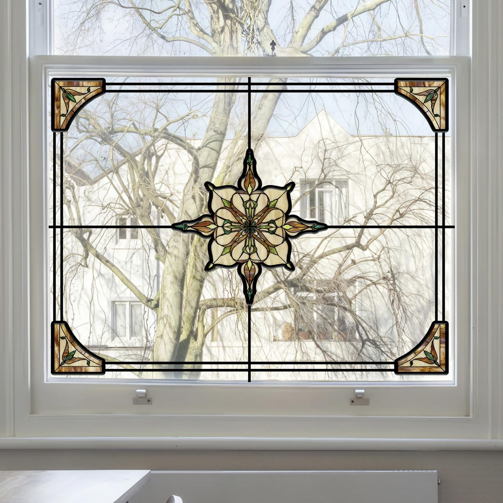 Window Stickers, ‌Stained Glass Window Privacy Film, UV Blocking Static Cling…