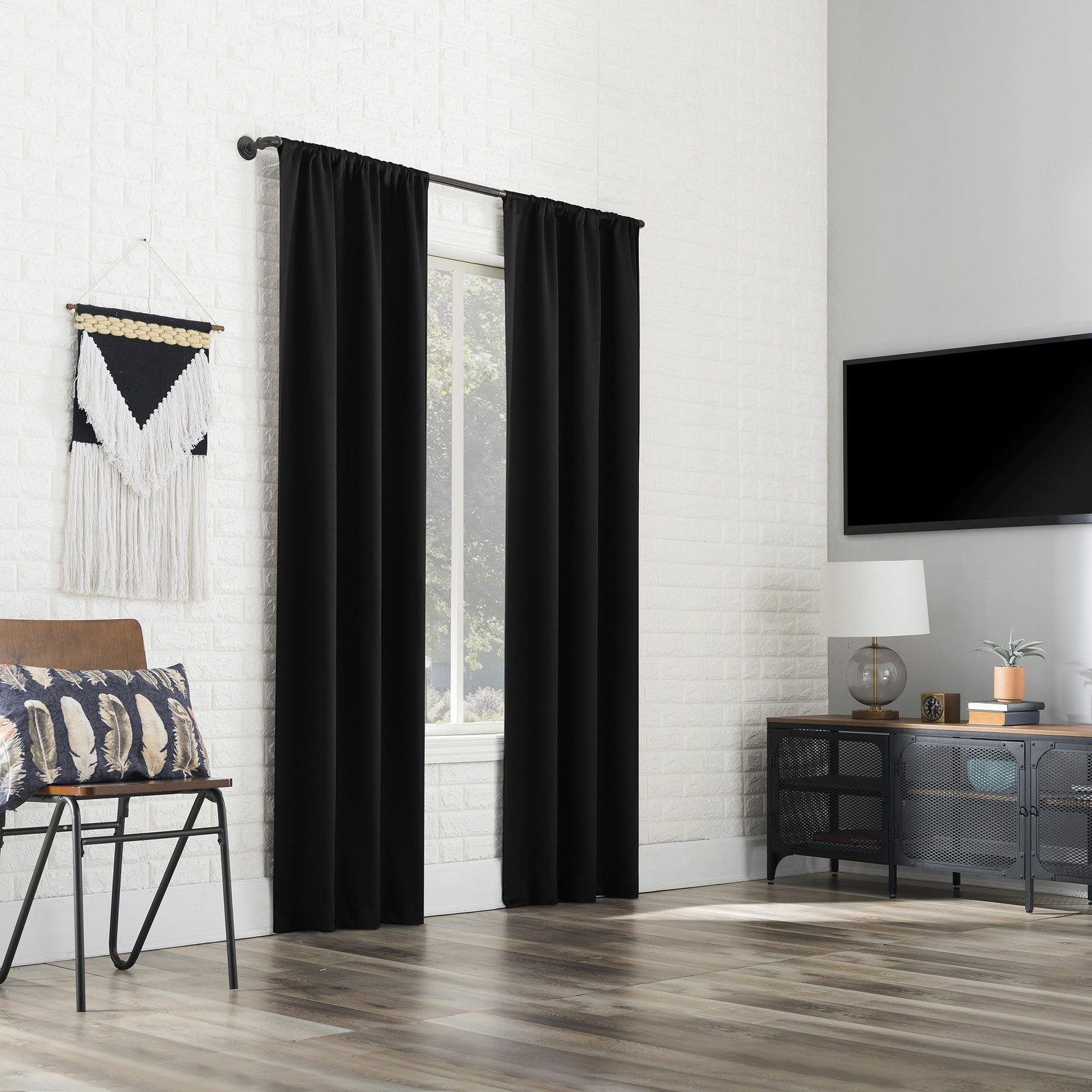 100% Blackout Rod Pocket Curtain Panel, 40″x84″, Black Theater Grade