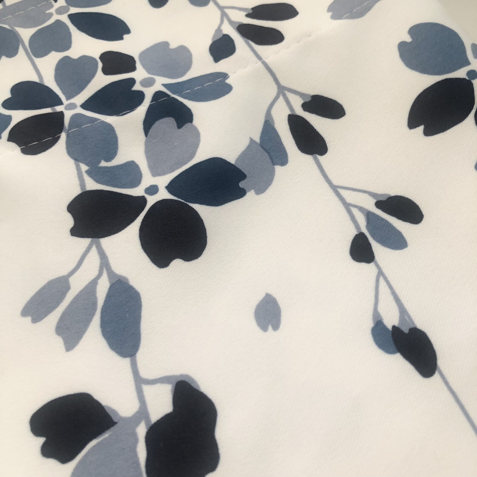 Half Moon Window Valance White Blue Floral Polyester 52 x18″ Soft Fabric