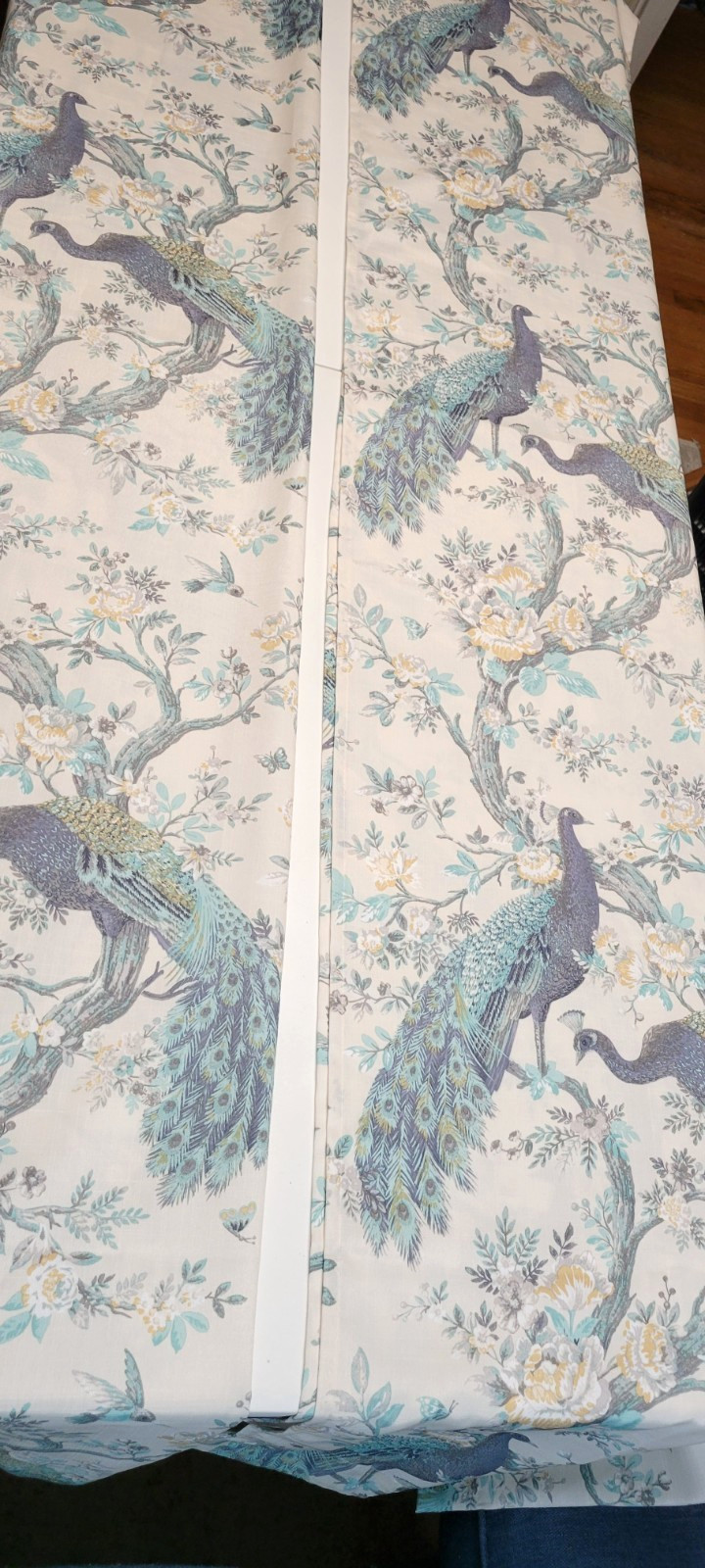Laura Ashley 2 Belvedere Peacock Window Curtain Panels Blue Turquoise 36×95 Pair