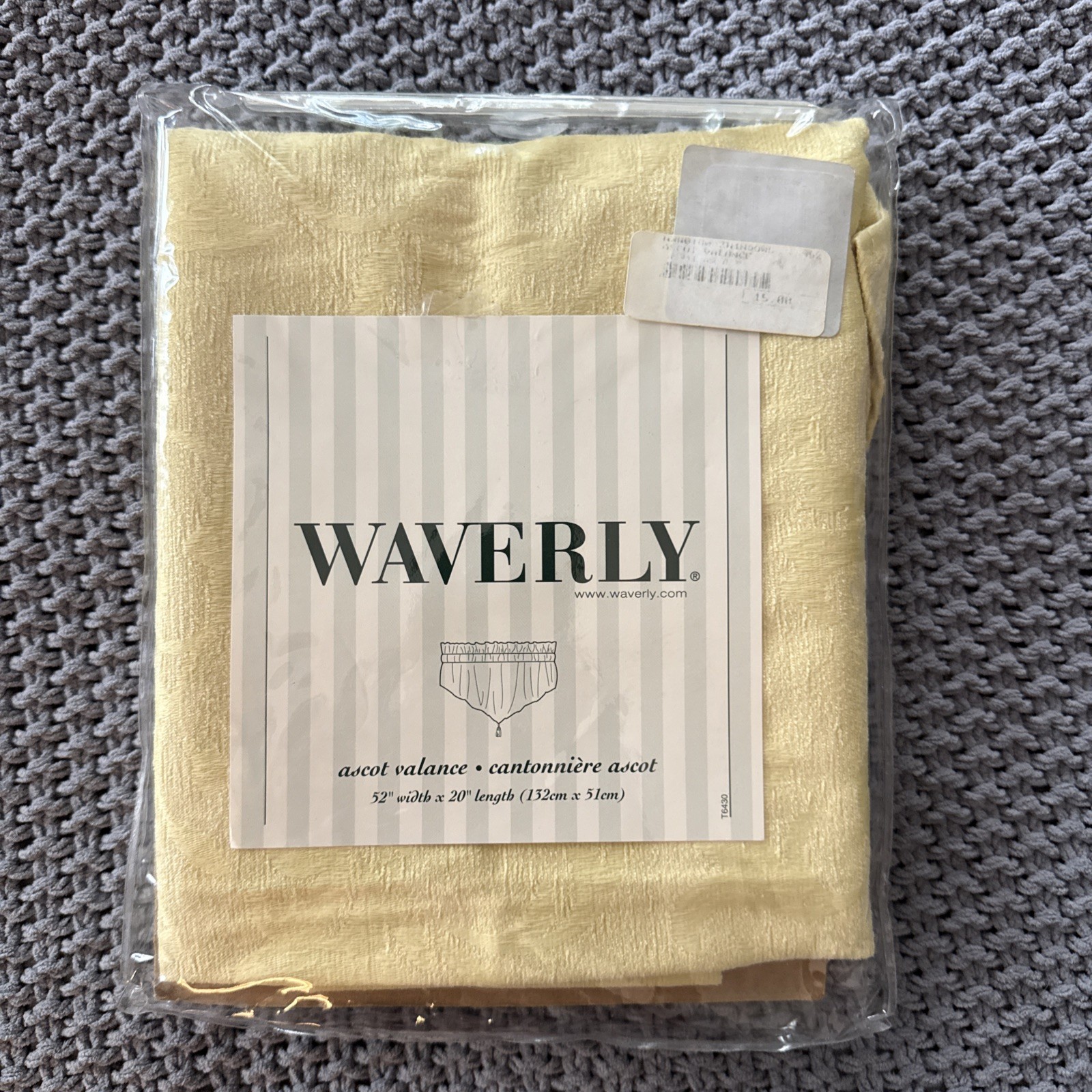 WAVERLY Ascot Valance Yellow Jacquard New 52” X 20” See Description