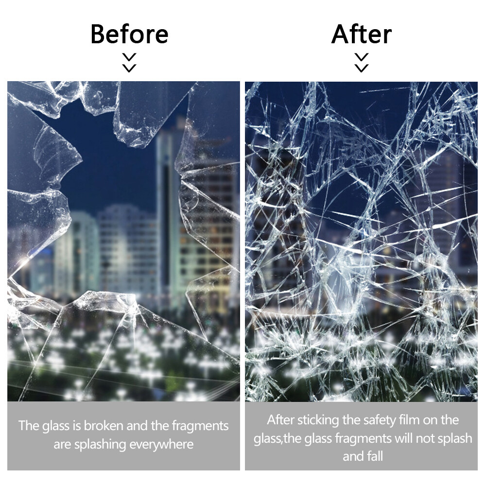 Security Window Film Clear Self-Adhesive Anti Shatter Glass UV Protection 4/8Mil