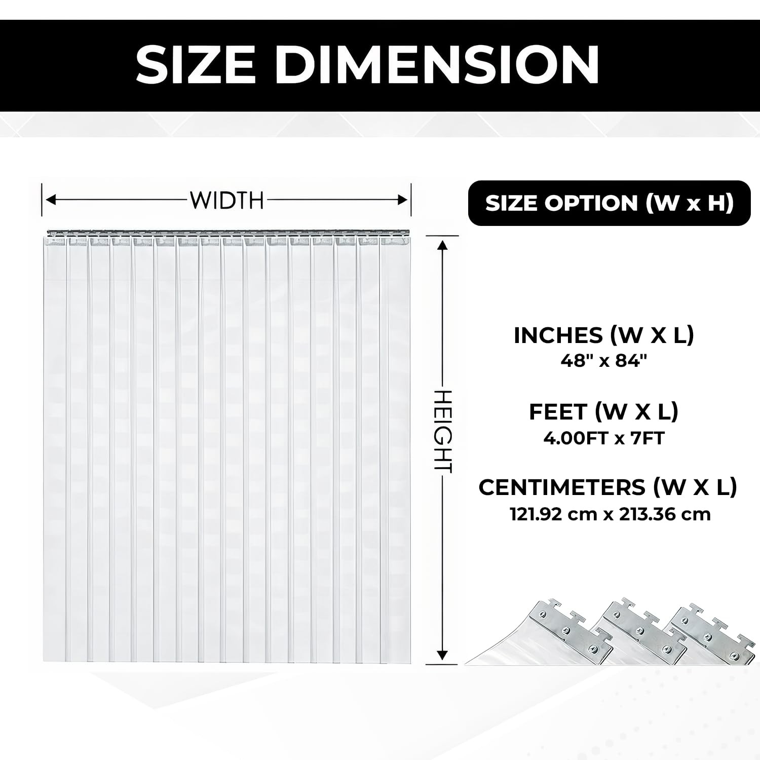 4×7′ Clear PVC Strip Curtain Kit Heavy Duty Insulation Warehouse AP1173