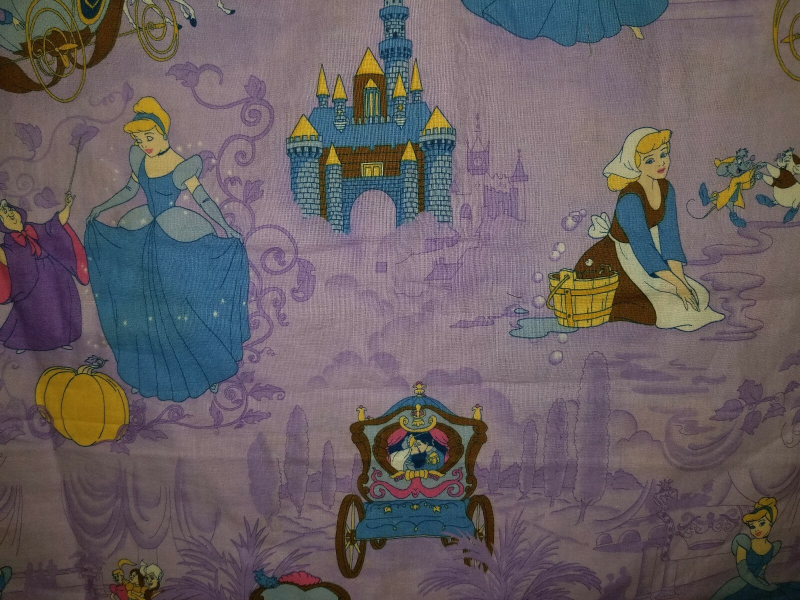 LINED WINDOW VALANCE CURTAIN 42X19 VINTAGE DISNEY PRINCESS CINDERELLA SCENES