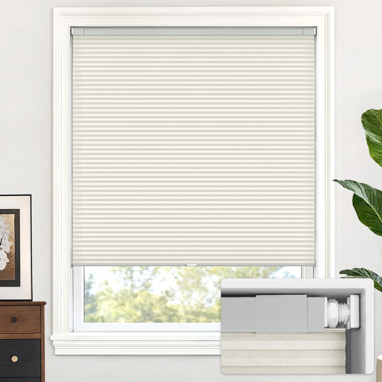 Cordless Cellular Shades – Light Filtering Honeycomb Pleated Blinds 23″ x 64″ Do
