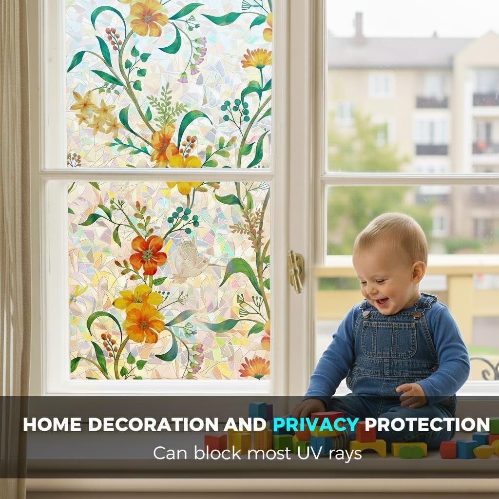 Stained Glass Window Clings Decorative Suncatcher Window Film Stickers