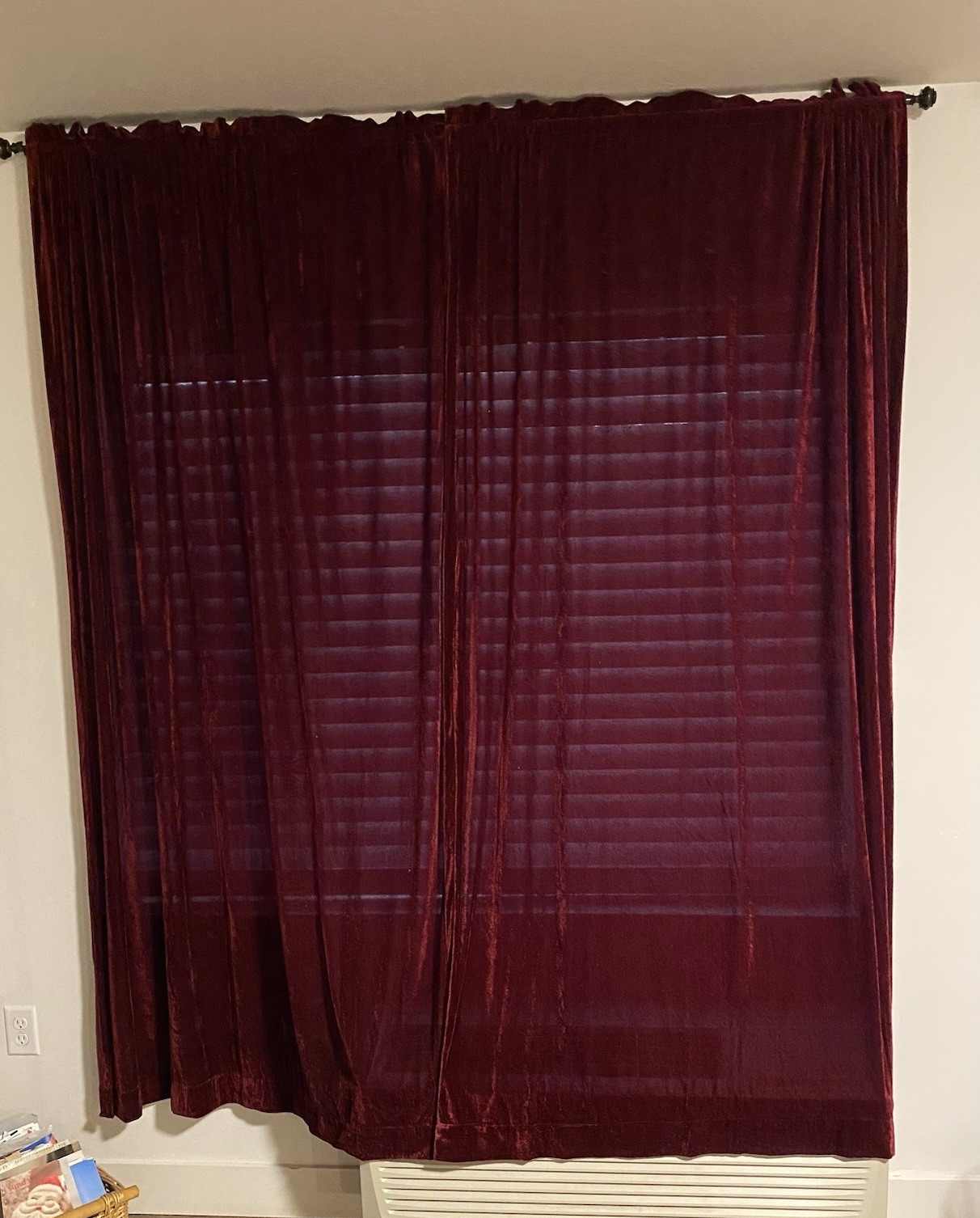 Vtg Plush Red Velvet Drapes Curtains 54″W x 80″L Burgundy Goth Theater Backdrop