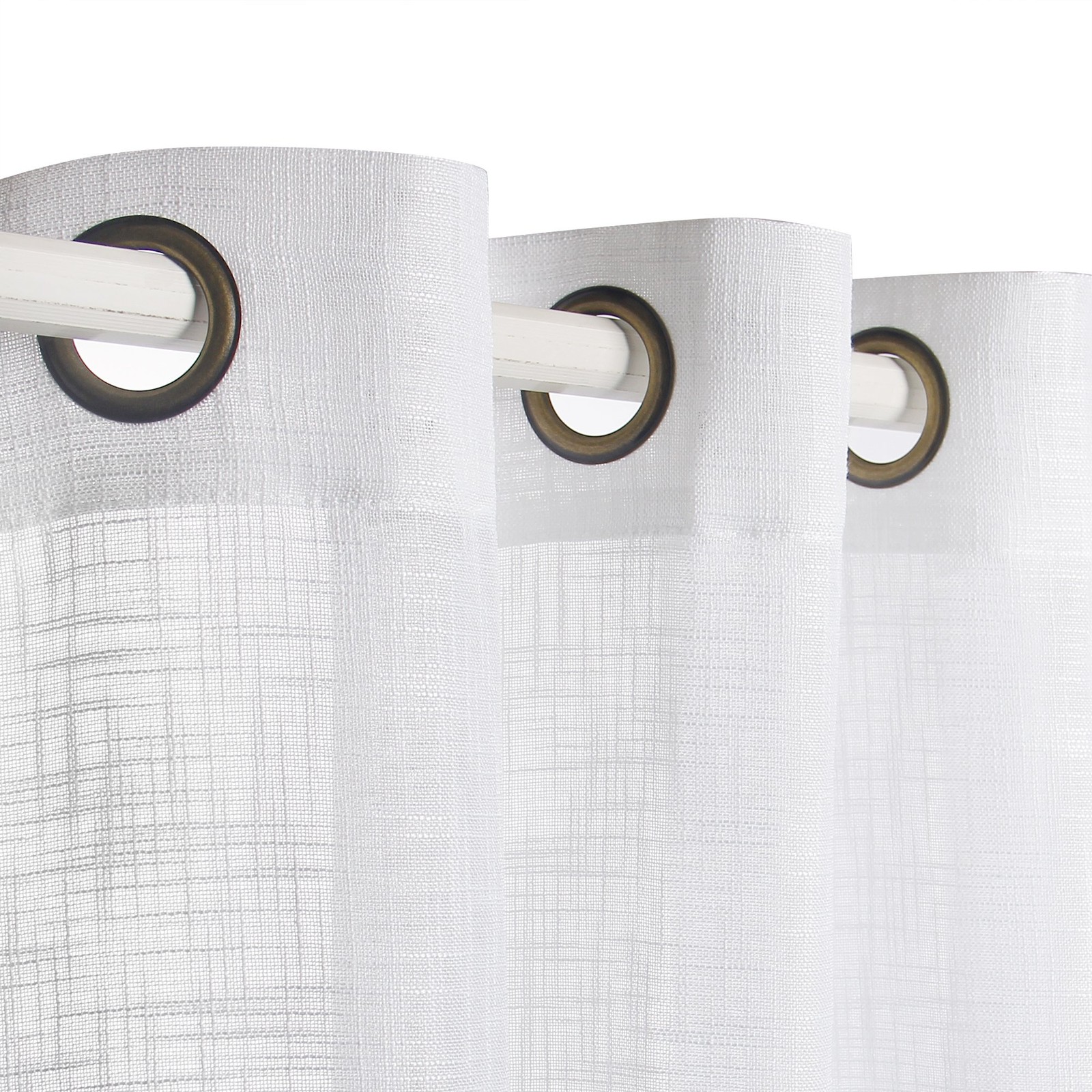 Palma White Linen 108 Inches Long Semi Sheer Curtains Set of 2 Panels Bronze …