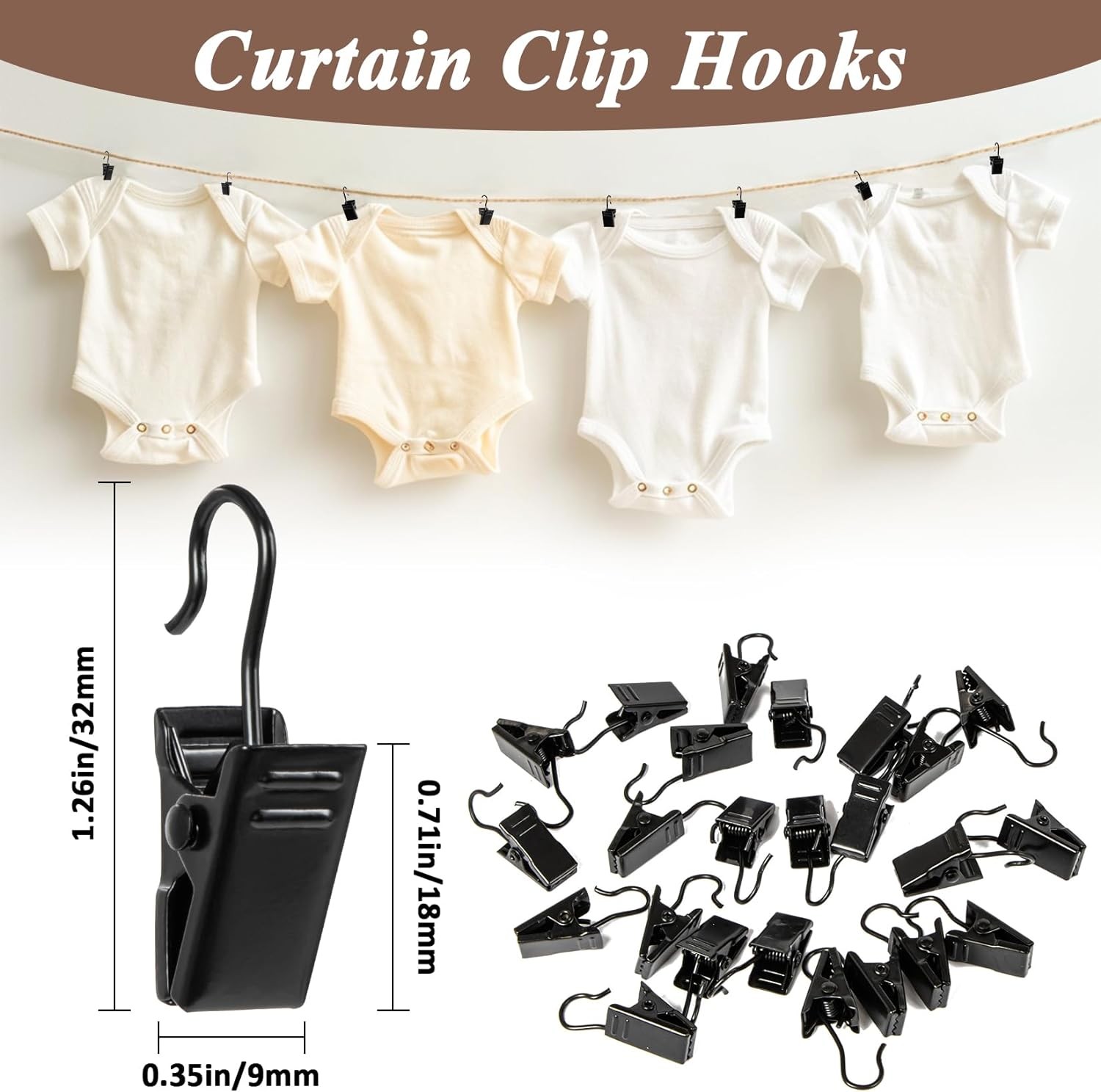 90PCS Small Curtain Clips Metal, Curtain Hook Clips Hooks for Décor Crafts Displ