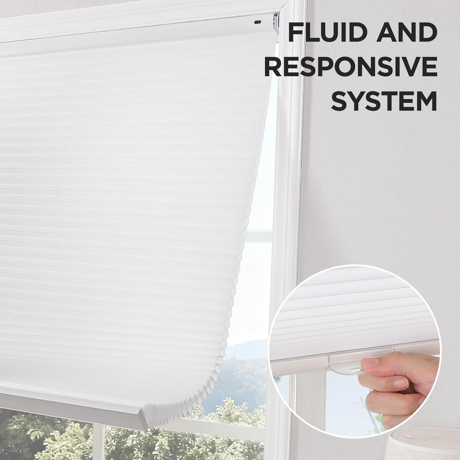 Cordless Honeycomb Shades, Light Filtering, Insulating Blinds 22″ W X 64″ H