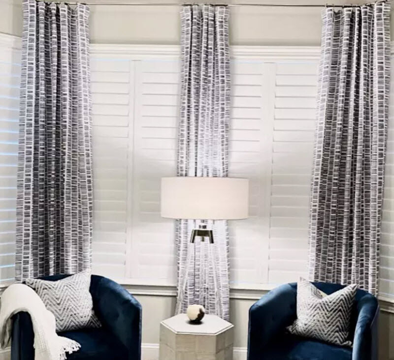 Ballard Designs Hatch Geometric Drapes Set 2 Navy Blue 84 Curtains Panels Pair🦩