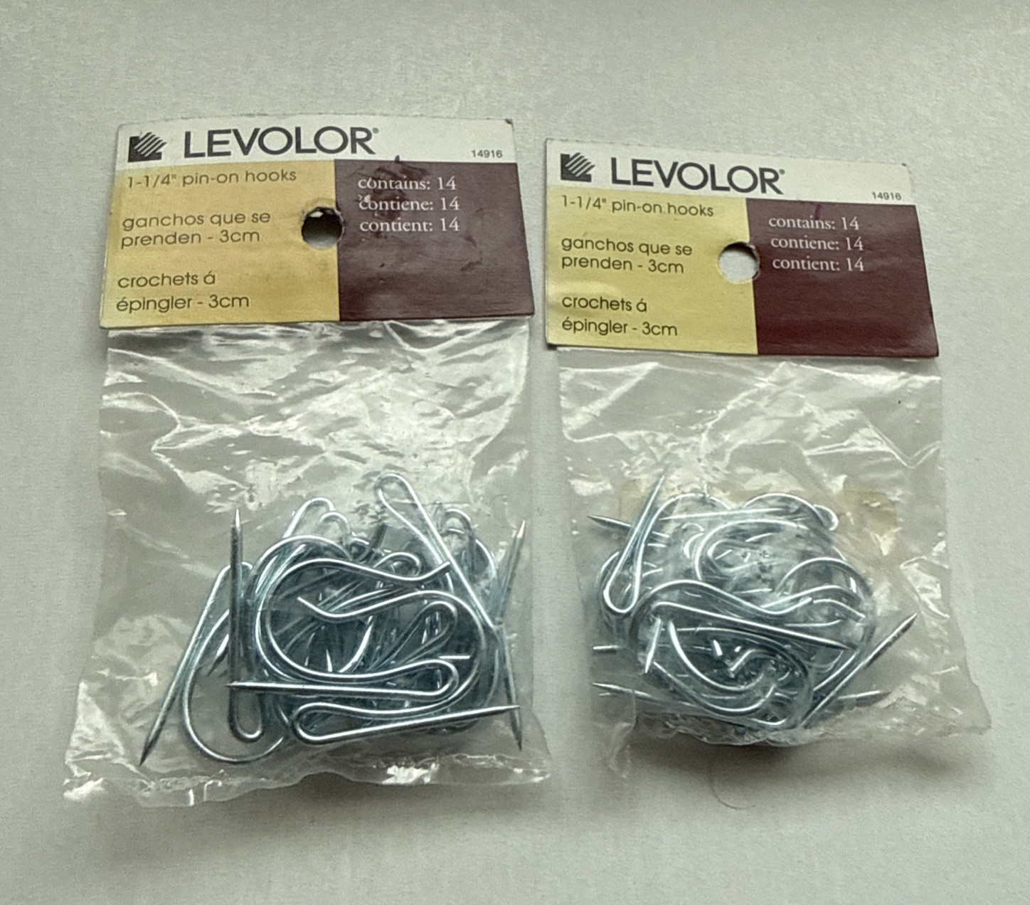 1 1/4″ Pin-on Hooks Curtains 3cm Window Levolor Model 14916 Pack of 14 Lot Of 2