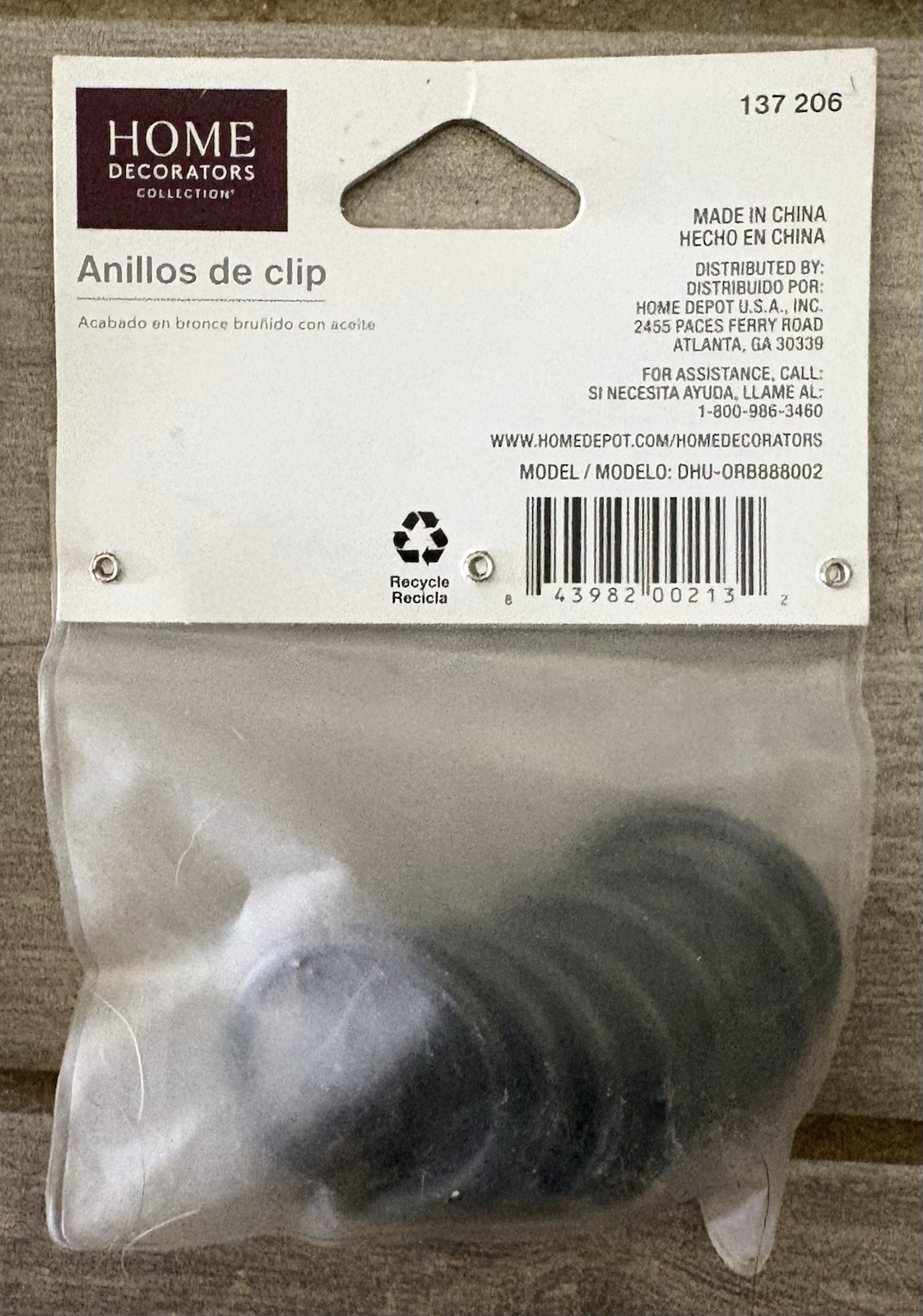 (3) Home Decorators Collection Clip Ring Oil Rubbed Bronze 1-1/4″ Pack of 7