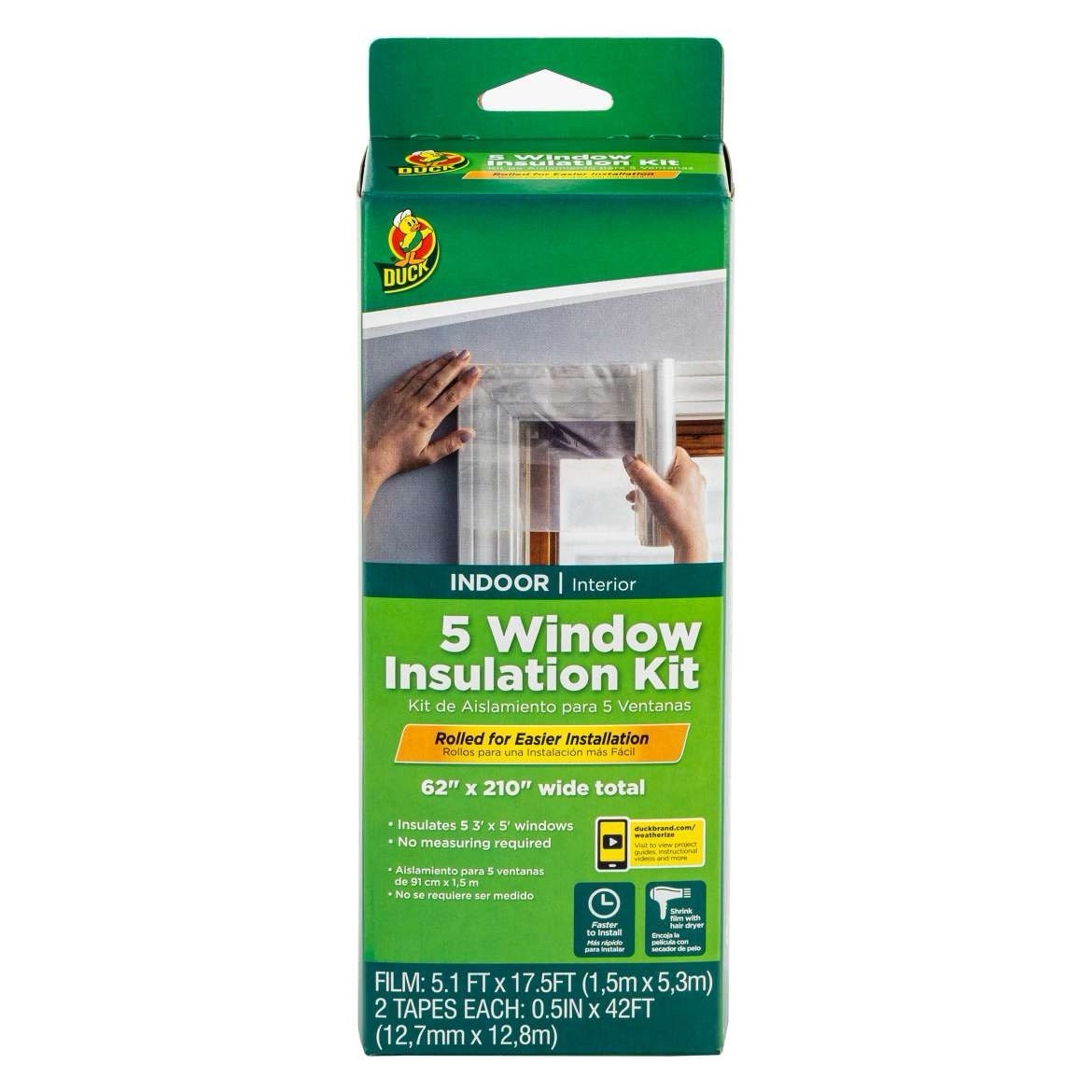 DUCK® Brand 62” x 210” Rolled Indoor 5 Window Insulation Film Kit