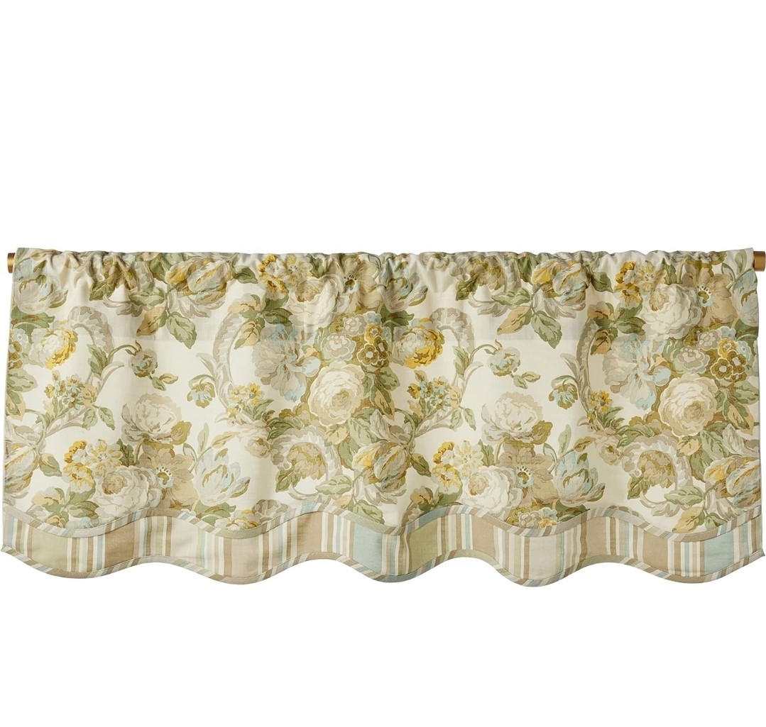 Waverly SPRING BLING Valance Cottagecore Farmhouse Floral 52×18 Blue Green Yello