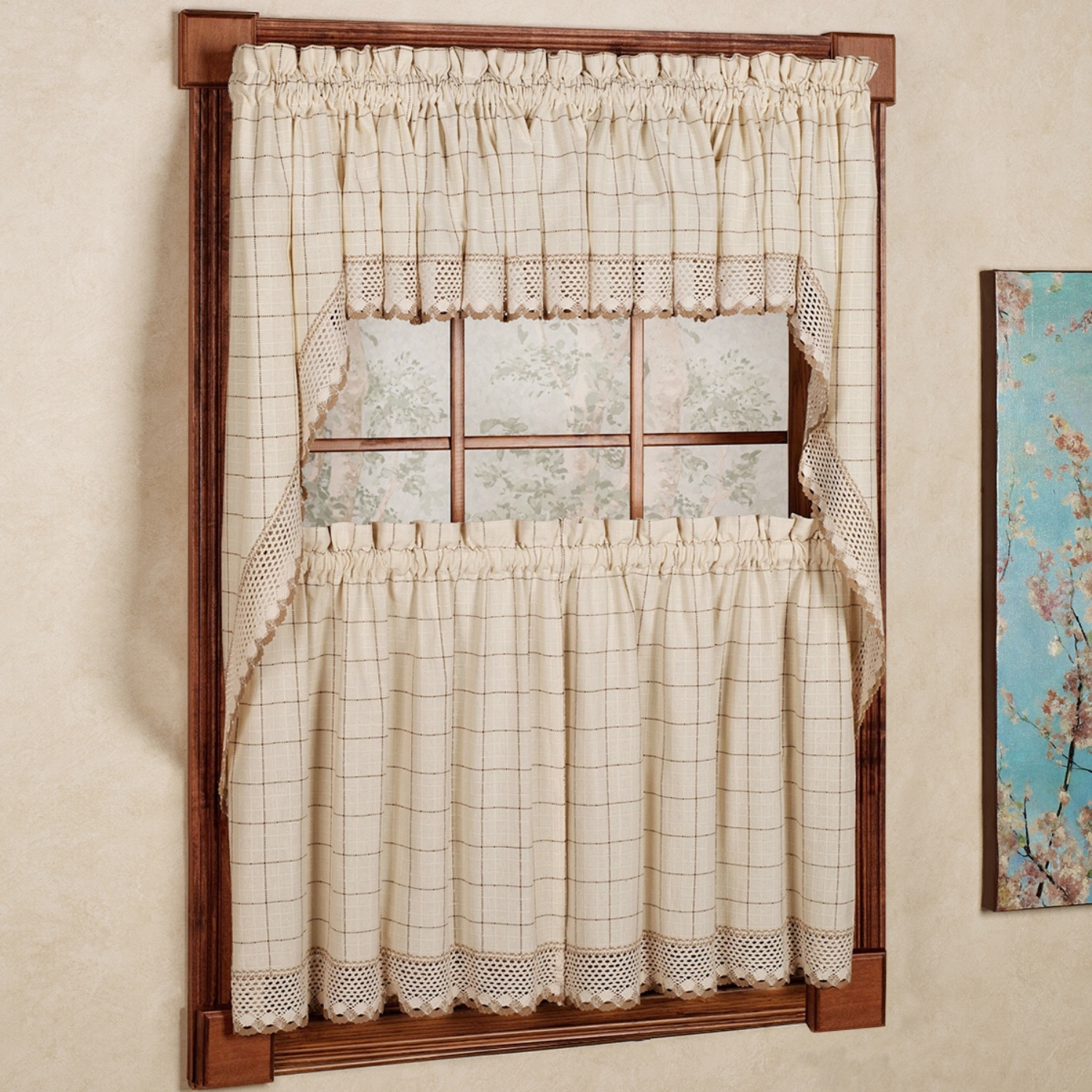 Adirondack Cotton Kitchen Window Curtains – Toast – Tiers, Valance or Swag