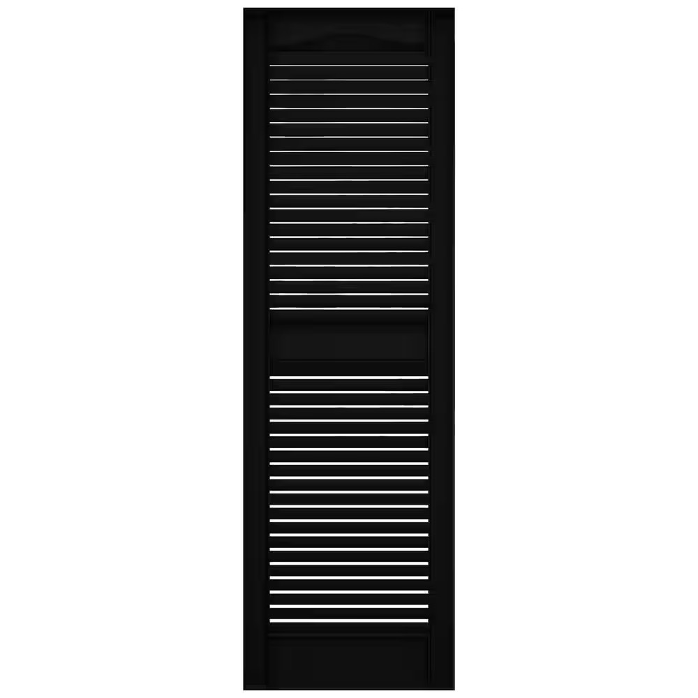 14.5 In. X 60 In. Louvered Vinyl Exterior Shutters Pair in Black