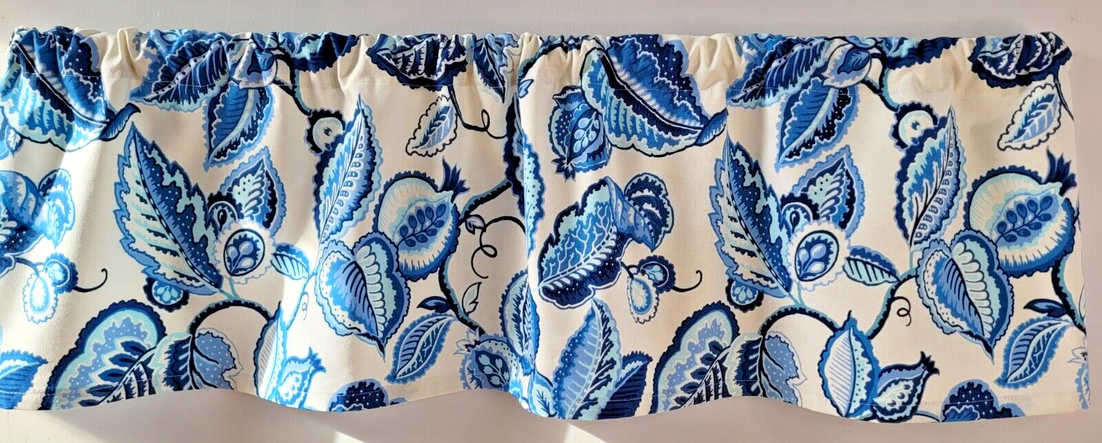 Blue and White Valance, Waverly Fantasy Fleur Valance Curtain