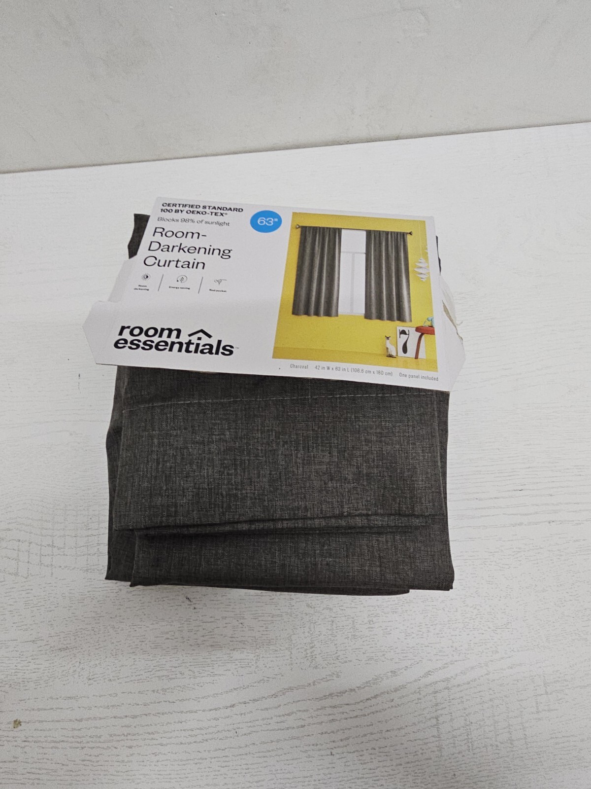 ✨️ Room Essentials Lightblocking Curtain Panel, Charcoal (42″ x 63″)