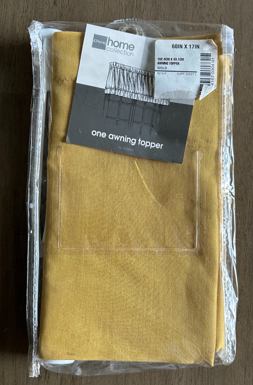 JC Penney Gold Indoor Awning Topper Valance w/ Extenders 60 in x 17 in NEW