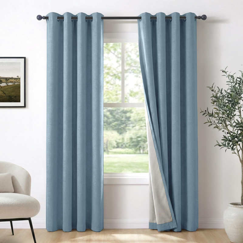 100% Blackout Shield 100 Blackout Shield Curtains Blue 50W X 84L 2 Panels