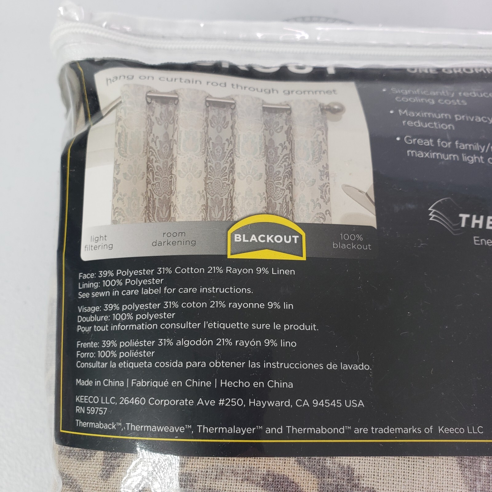 NEW Eclipse Nadya Print Blackout Window 1 Grommet Panel 52×108 Linen Thermalayer