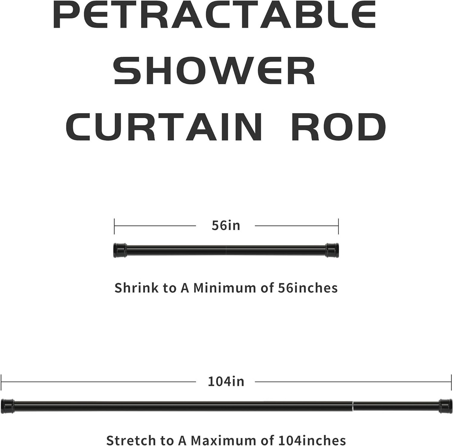 Shower Curtain Rod 56-104 Inch, 1″Diameter Spring Long Adjustable Tension Cur…