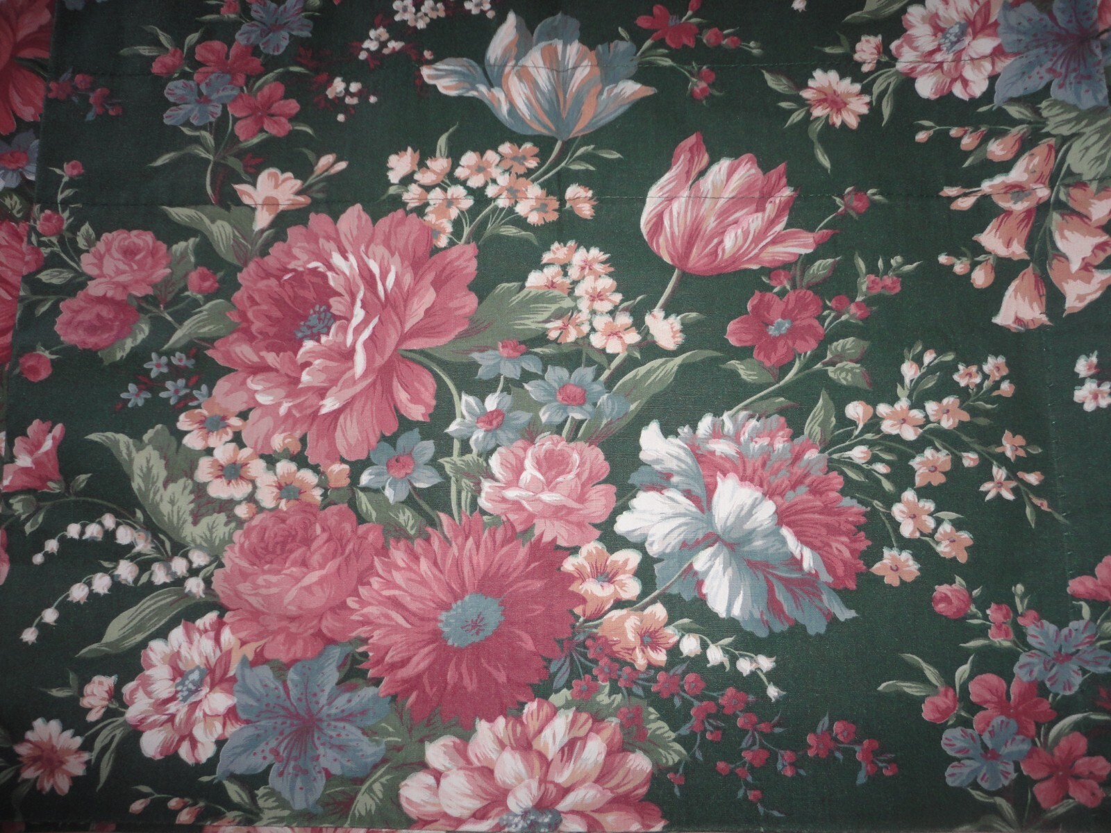 CROSCILL GRANADA FLORAL GREEN PINK BLUE (2) BLOUSON TAILORED VALANCES 17X87