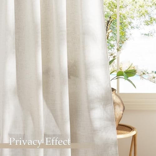 Curtains 96 inch Long 2 Panels Set, 55″ Wide 55″W x 96″L (Pack of 2) Linen