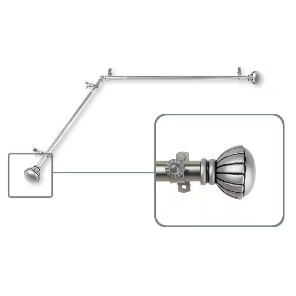 Magnolia 13/16 In. Dia 48 In. to 84 In. L Window Single Curtain Rod in Satin Nic