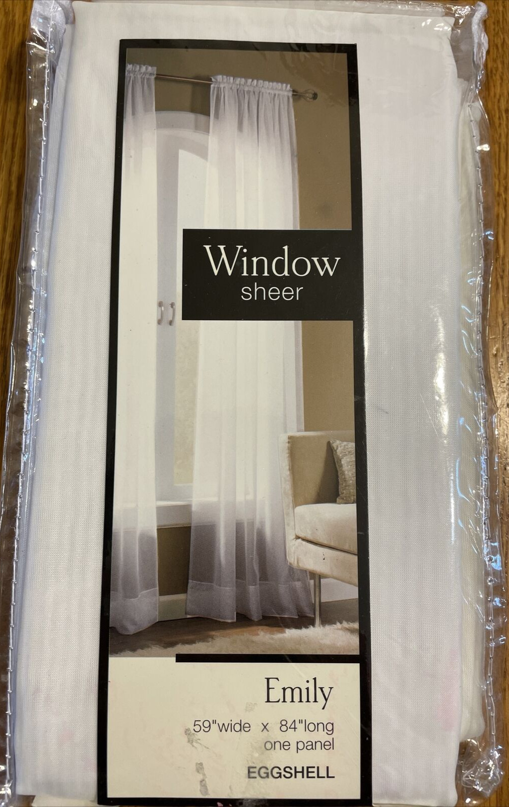 Sheer Eggshell Window Curtain Panel 59 in Wide x 84 in Long Emily ONE Panel