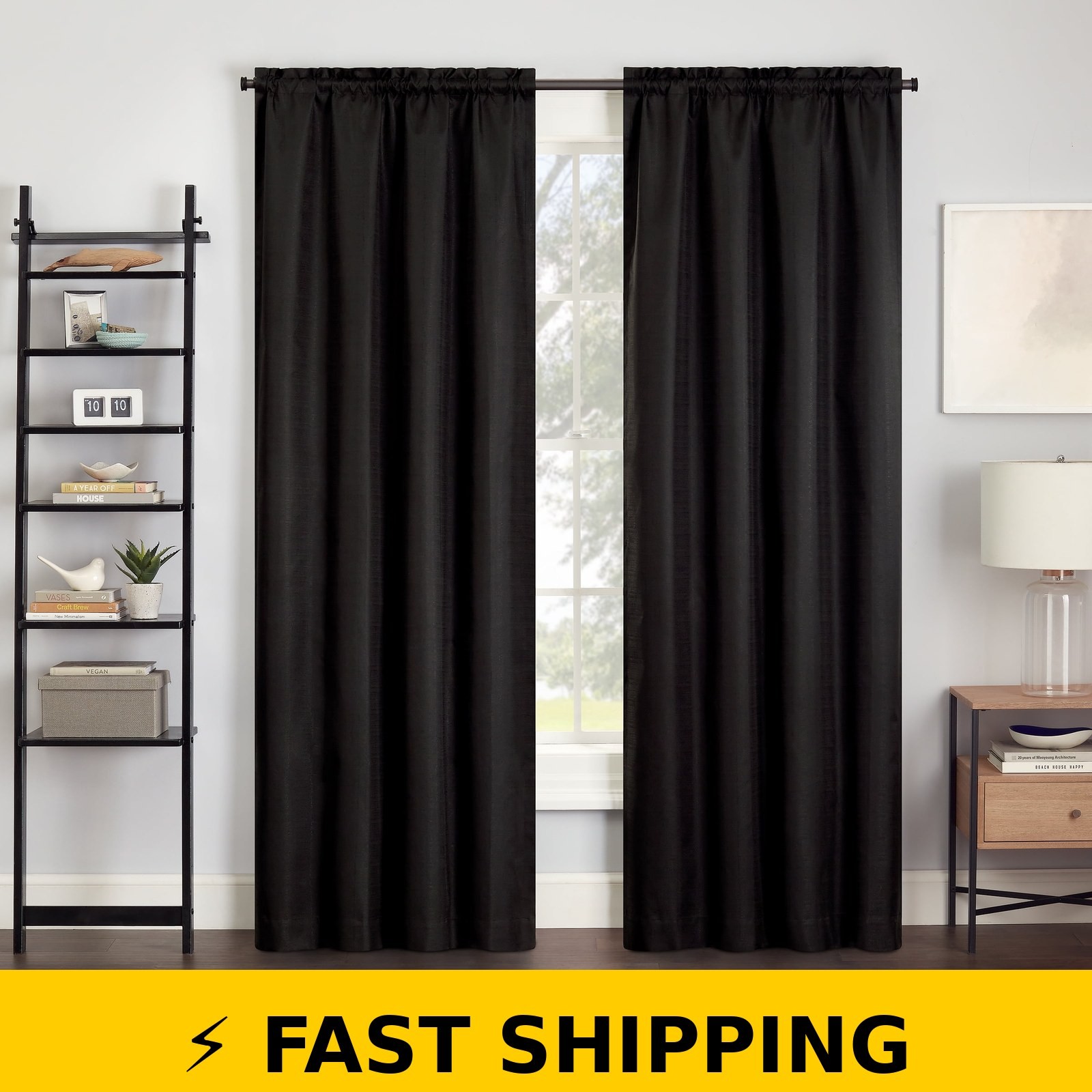 Eclipse Samara Solid Blackout Curtain Panel 42″ W x 84″ L Black