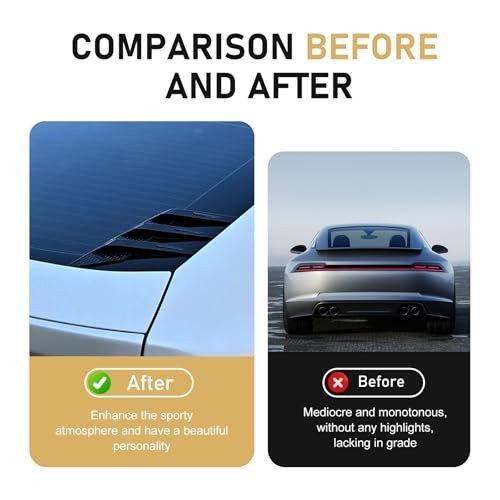 Car Rear Windshield Sticker Decoration Accessory, 3D Rear 2 PCS Glossy Black