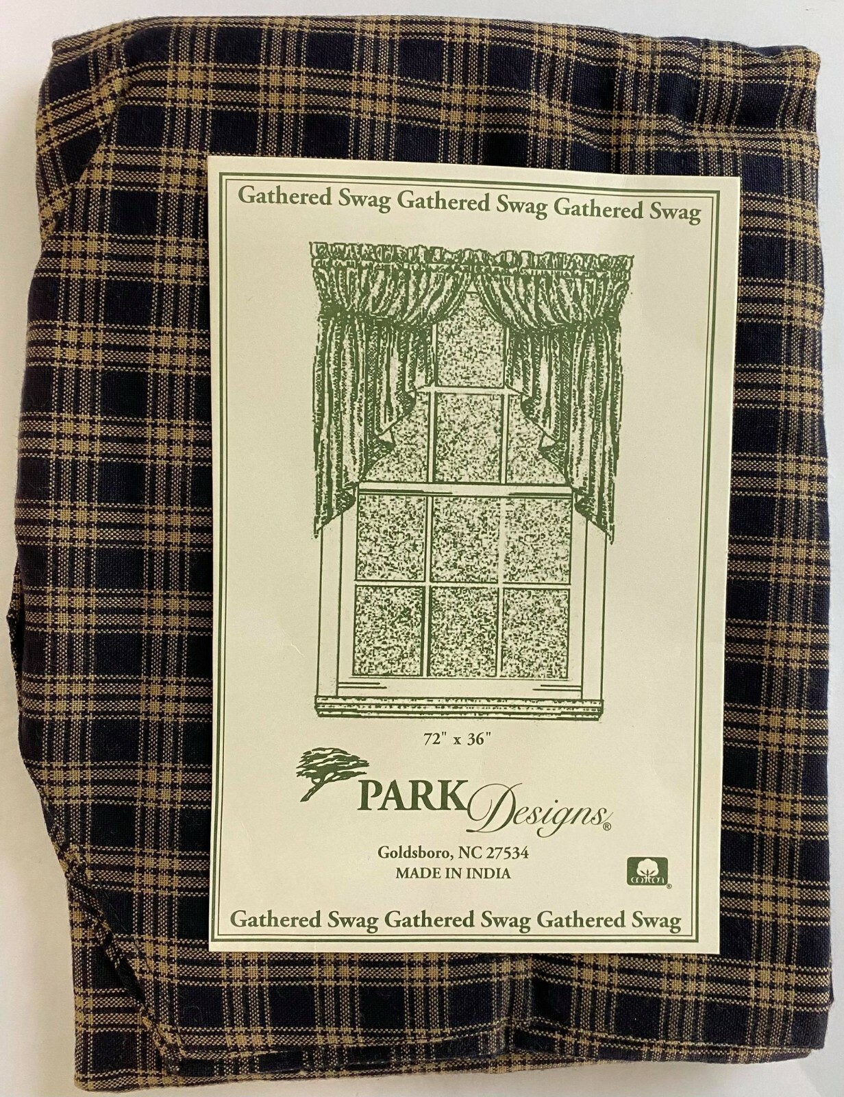 PD Sturbridge Navy Lined Gathered Swag 36 Inches