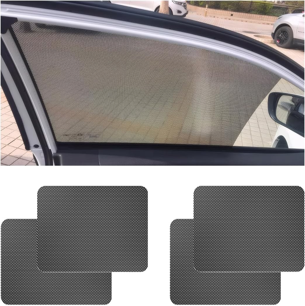 4 PCS Car Side Window Sunshade, 16.5″×15″ Static Cling Auto Shade Black