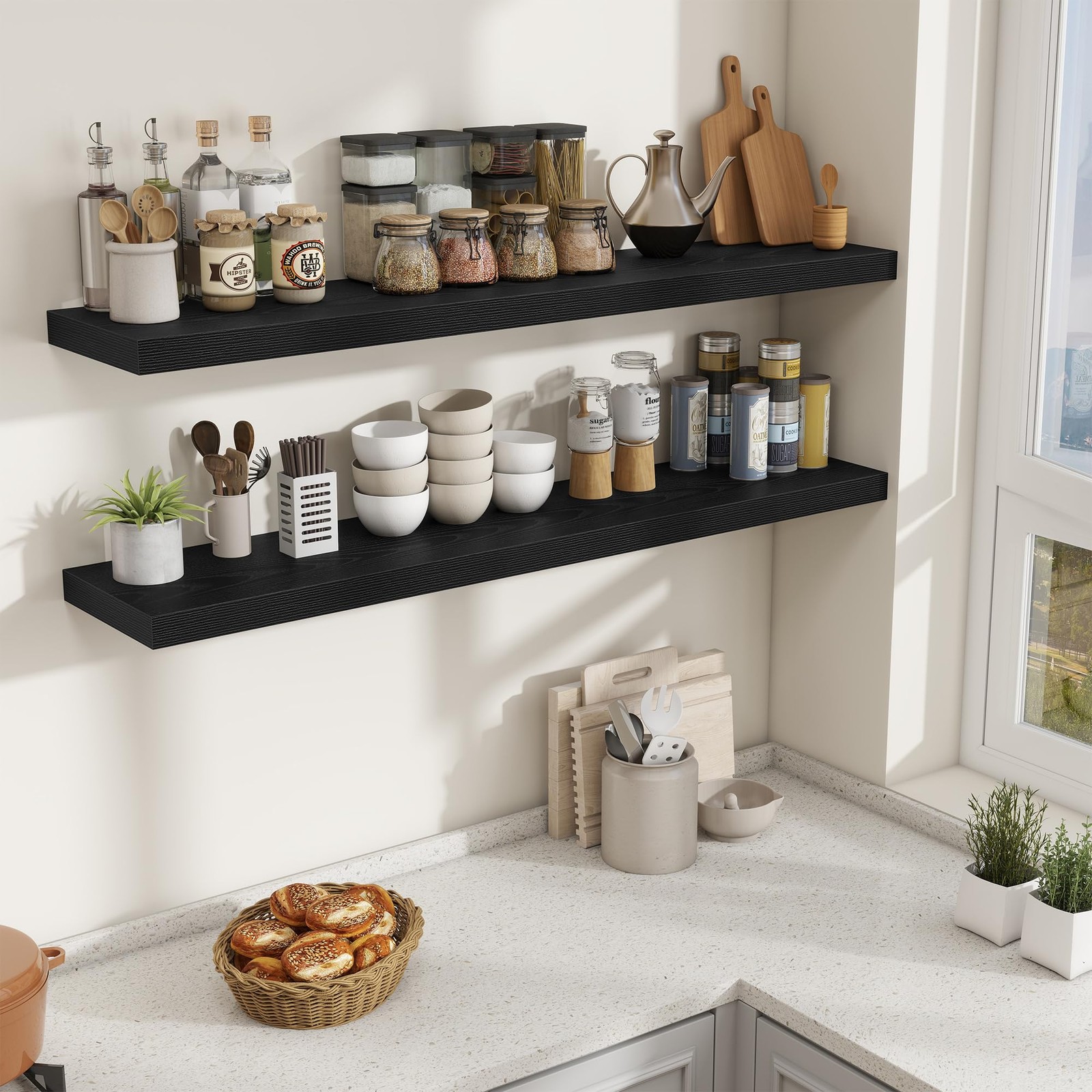 Fun Memories 55 Inch Fireplace Mantel Shelf, 10 Inch Deep Shelves for Display…