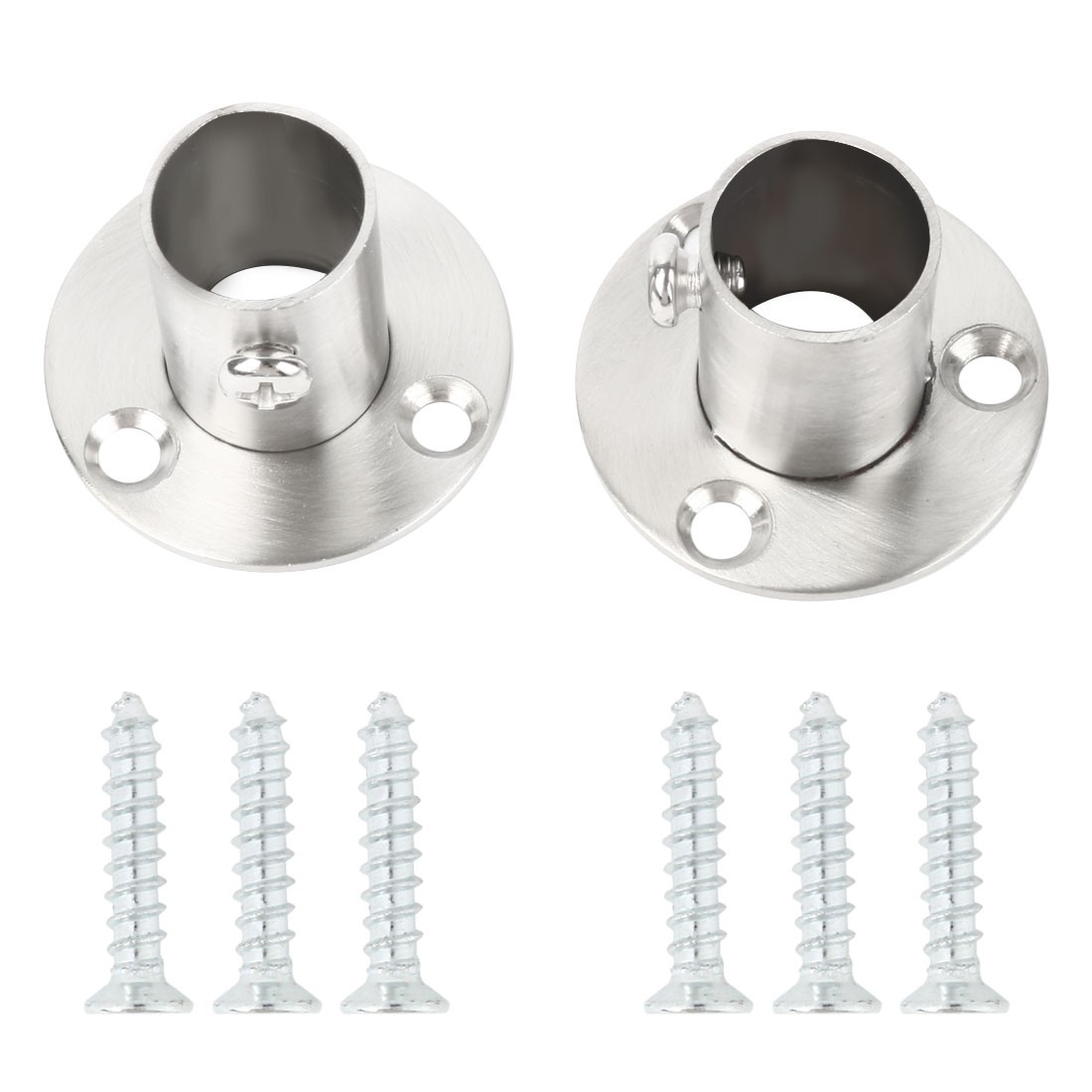 Stainless Steel Cabinet Closet Rod Bracket Holder Flange Socket 16mm Dia 2pack