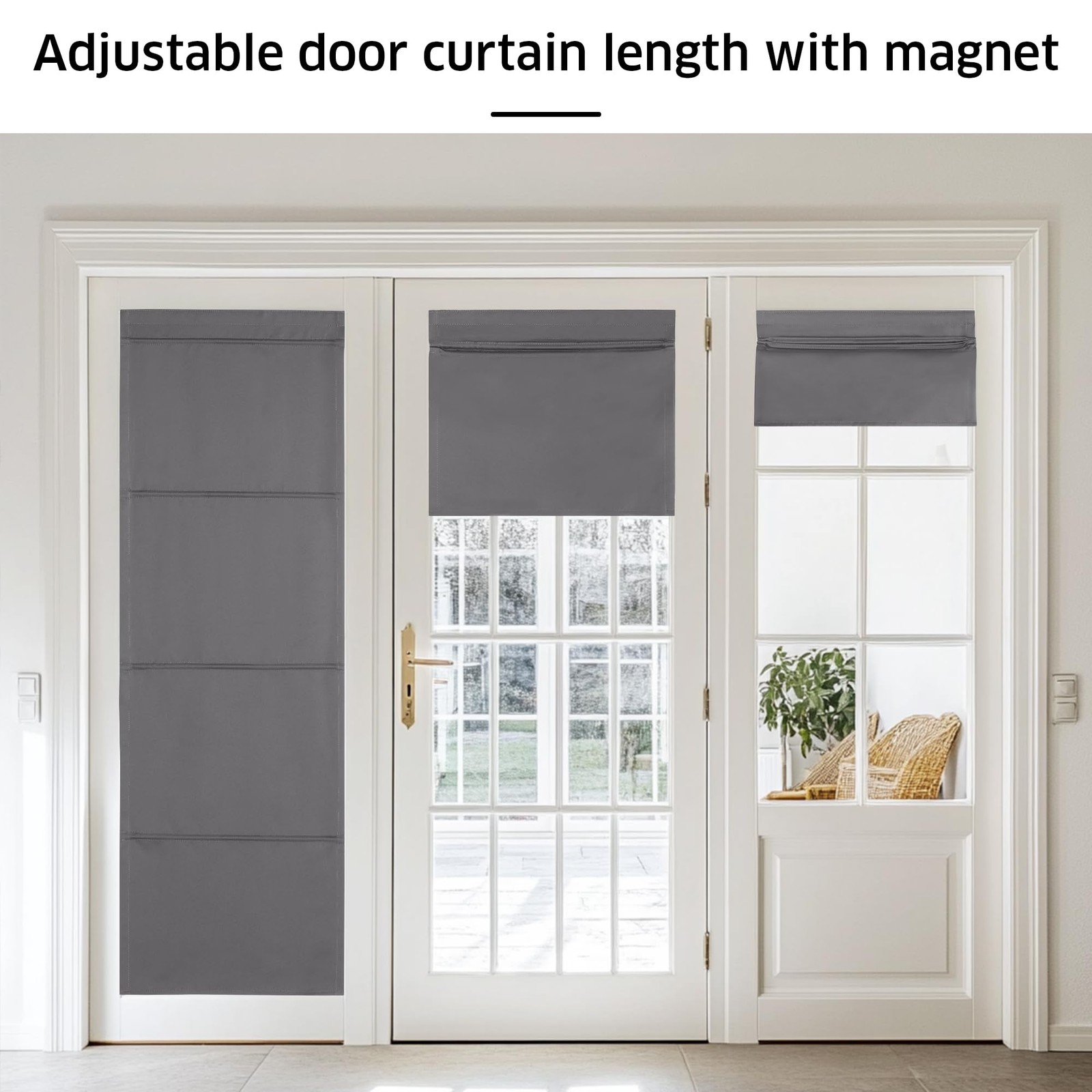 Magnetic Blackout Door Blinds, No Drill Cordless Roll Up French Door Curtain …
