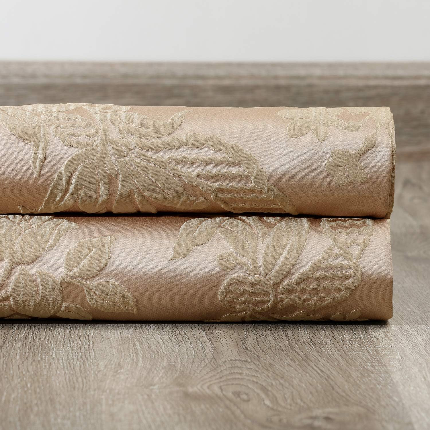 Faux Silk Jacquard Curtain Panel Lined Polyester Drapery 3 in Pole Pocket