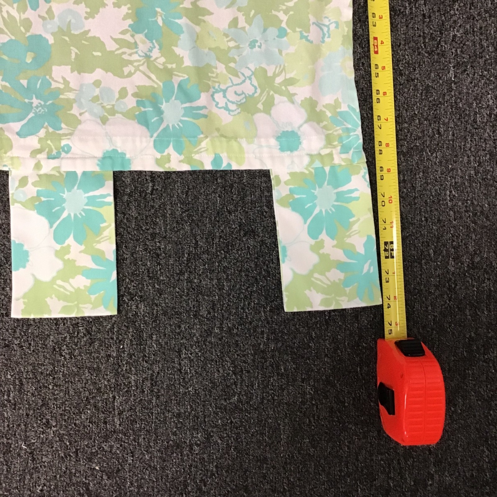 3 Pc Set MCM Vtg aqua green floral Bedspread & Curtain Panels Liz Claiborne