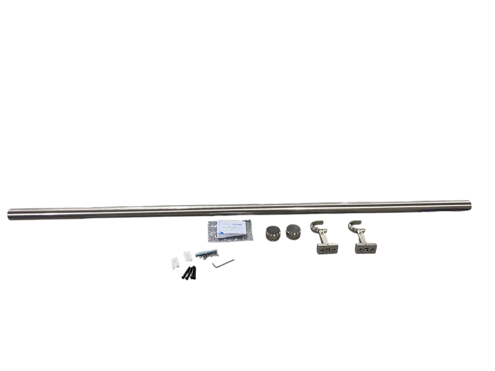 BlastHome, 4 ft, Custom Curtain Rod, 1 1/4″ Diameter, Brushed Nickel