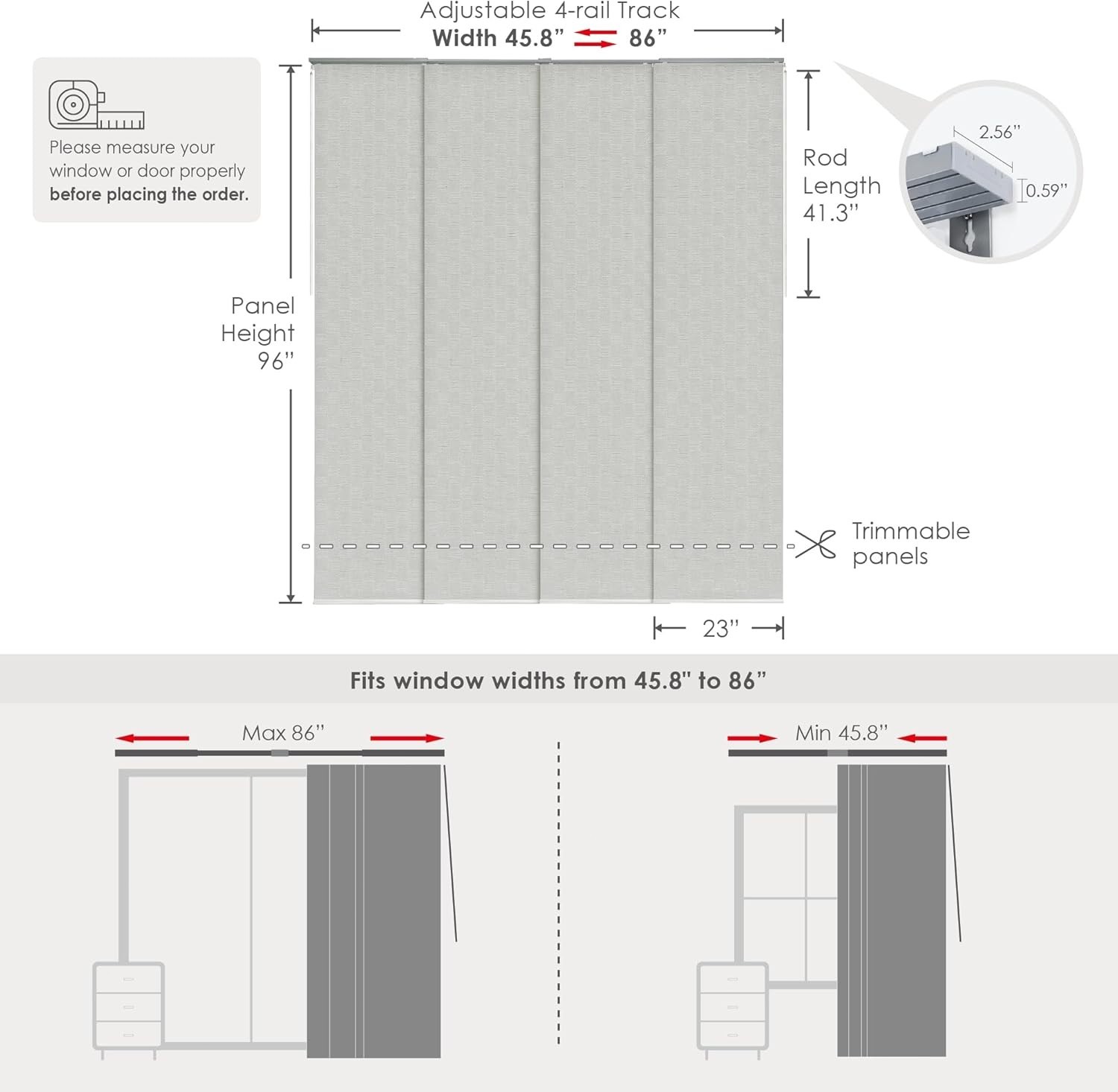 Adjustable Sliding Panel Track Blinds Room Divider Window Door Decor