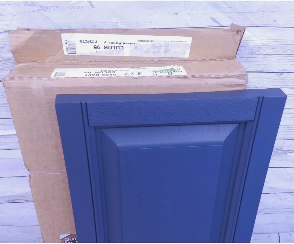 15″ x 47″ PLYGEM Raised Panel Board Polypropylene Pair in Dark Navy Shutters