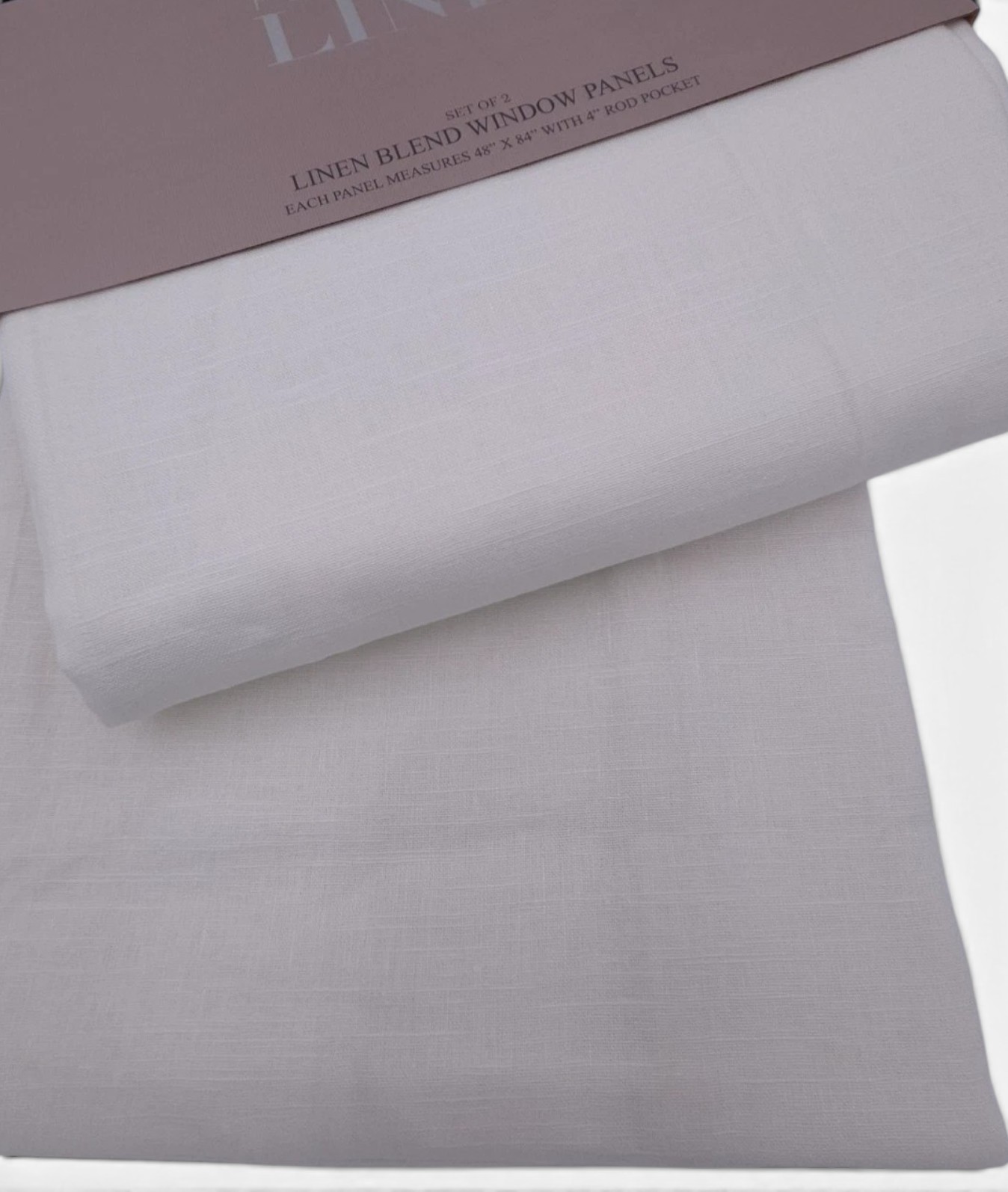 Pure Linen Set of 2 Linen Blend Curtains 48×84 Warm White Drapes NEW