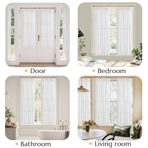 Pinch Pleated Linen Blend Curtains 38″W x 63″L (Pack of 2) Pinch Pleated White