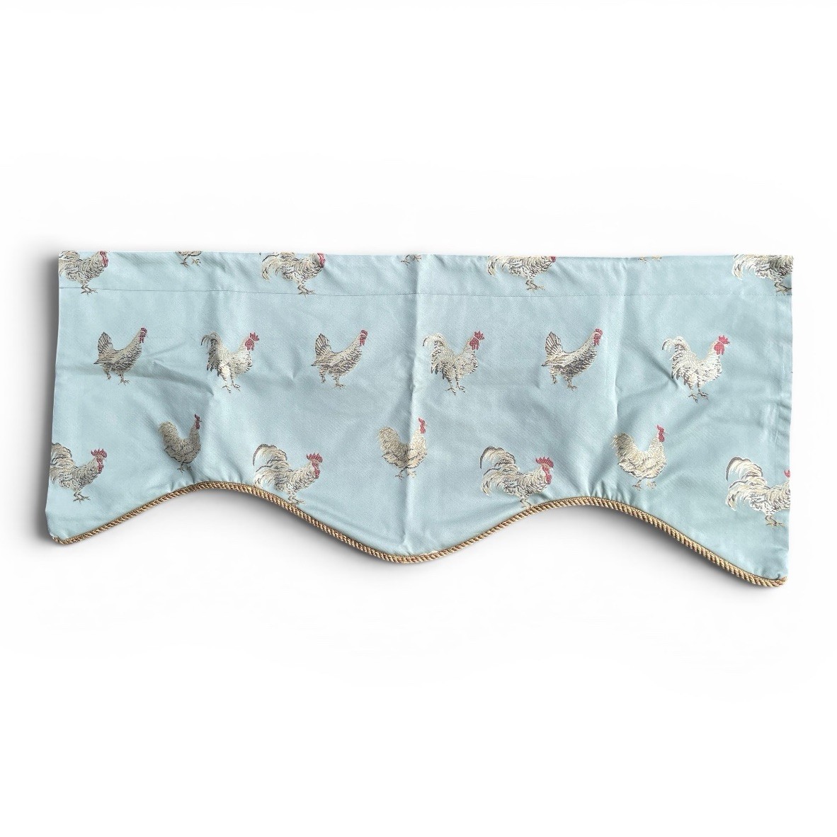 Farmhouse Kitchen Scalloped Valance Rooster Chicken Country Farmhouse Rustic 45″