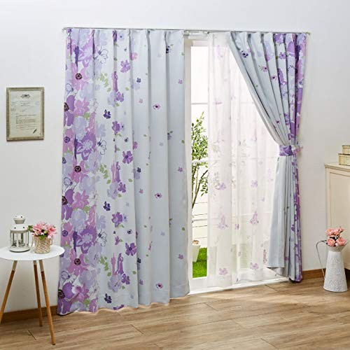 Rapunzel lace curtain Width 80 x Length 78cm: Set of 2 SB-433 Heat shielding UV