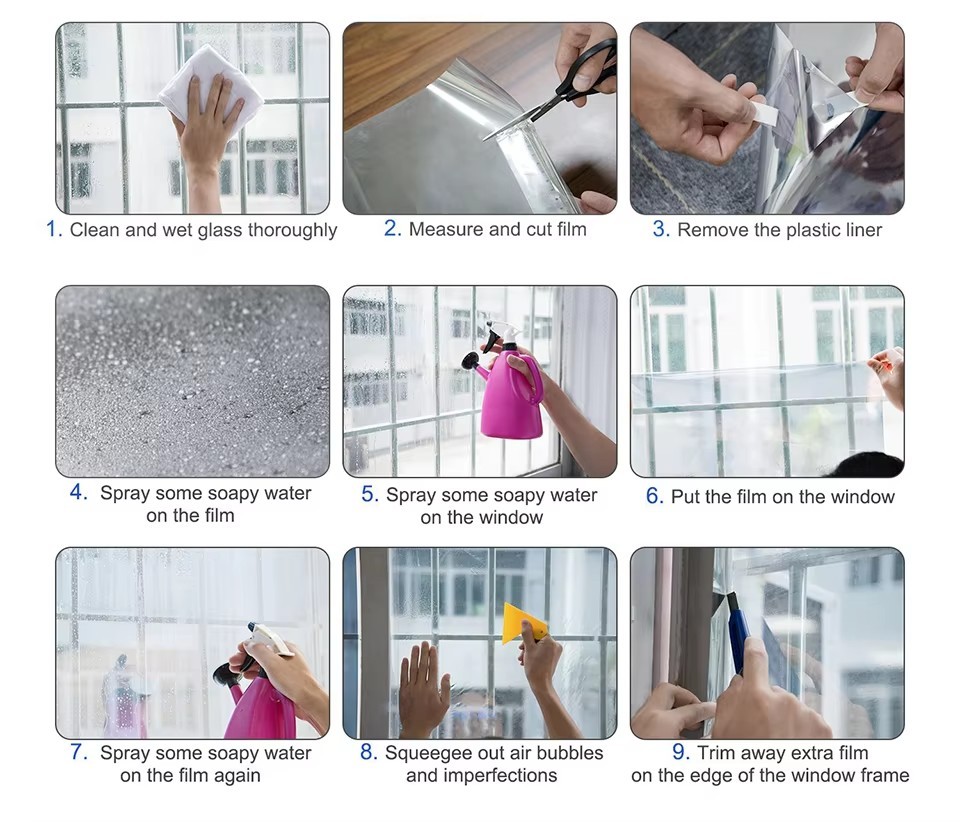 One Way Mirror Tint Window Film Privacy Protect UV Reflective Sun Block For Home