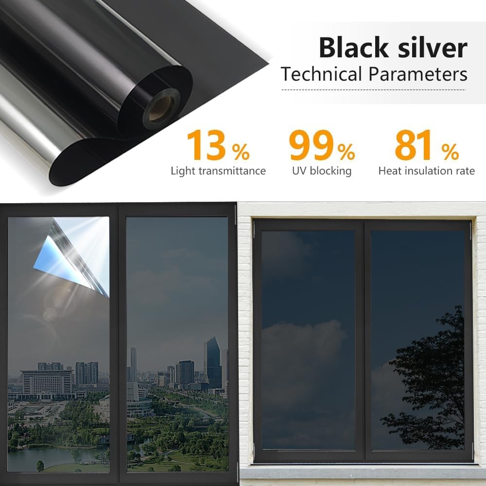 One Way Mirror Window Film Privacy Heat UV Reflective Control Tint for Office