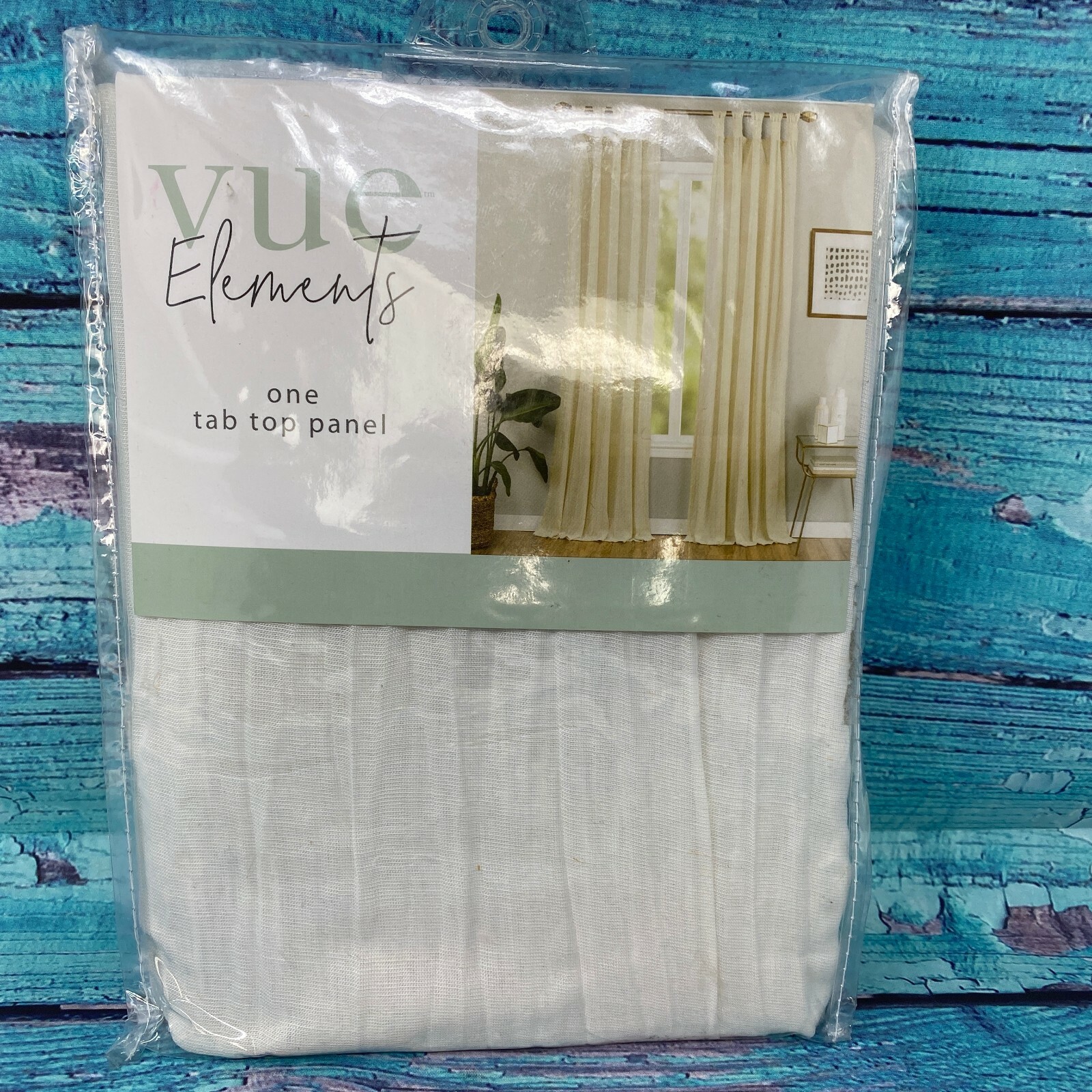 Vue Elements 50″x63″ Priya White Tab Top Light Filtering Window Curtain Panel